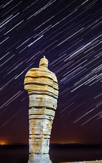 Dahab museum sculpture under star trails before deployment