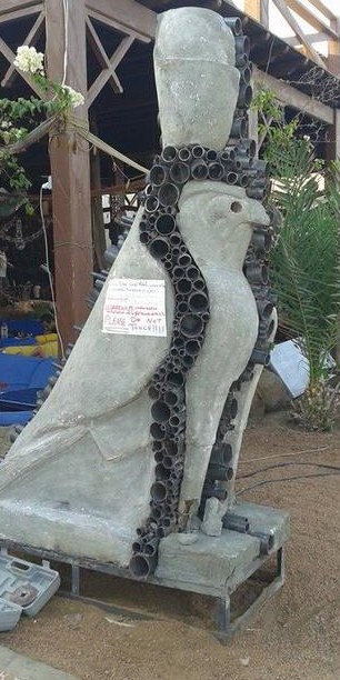 Sculpture being prepared on shore before deployment
